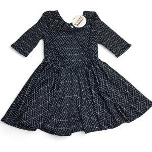 Dot Dot Smile BALLERINA Dress Girls Size 2T Dark Navy-Blue & White Diamond NWT